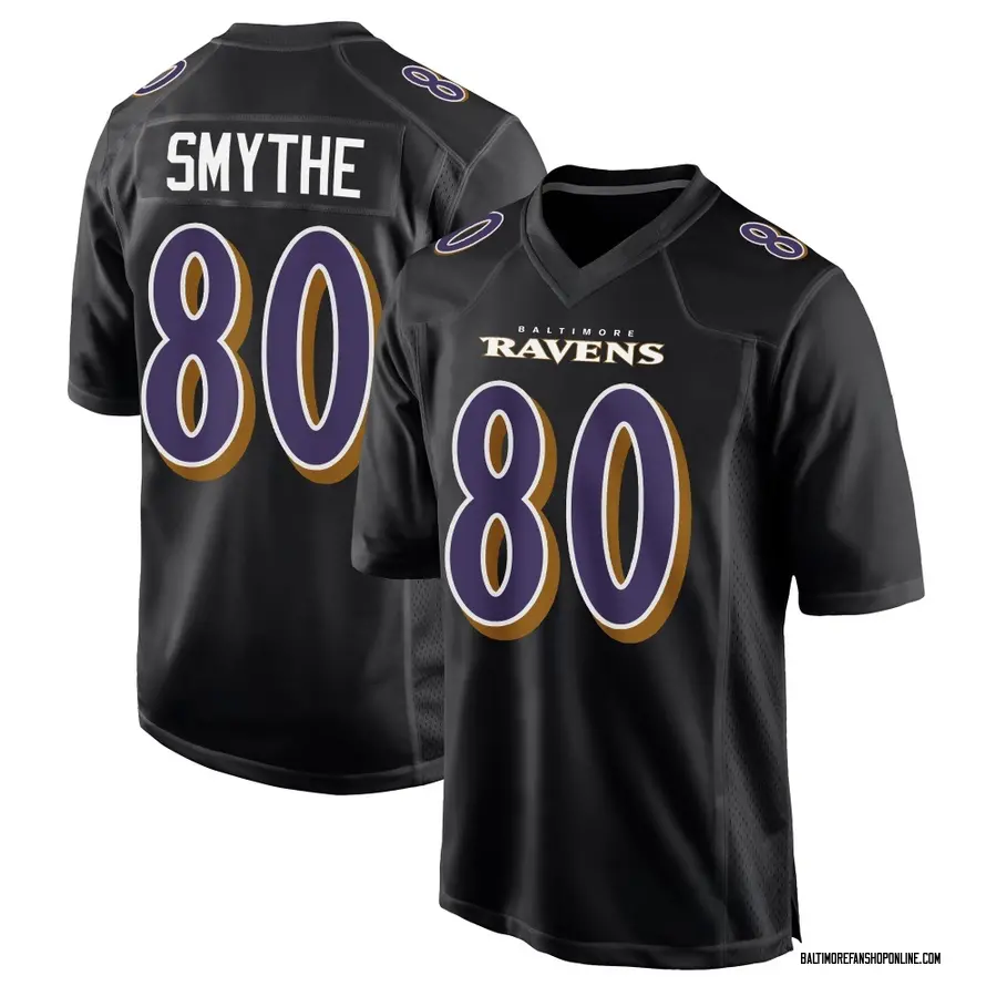 Black Men's Durham Smythe Baltimore Ravens Game Carbon Fashion Jersey