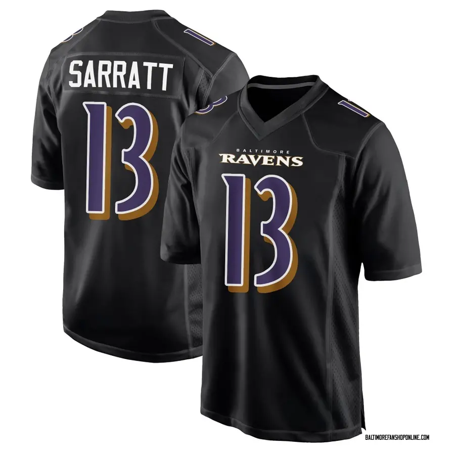 Black Men's Elijah Sarratt Baltimore Ravens Game Carbon Fashion Jersey