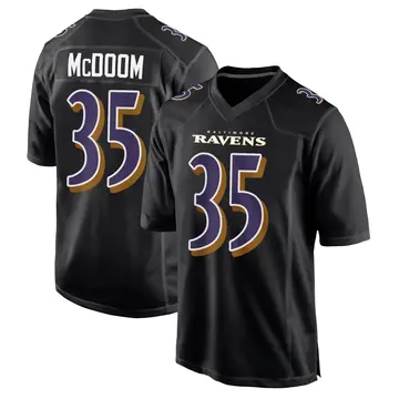 Black Men's Matthew McDoom Baltimore Ravens Game Carbon Fashion Jersey