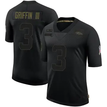 Black Men's Robert Griffin III Baltimore Ravens Limited 2020 Salute To Service Jersey