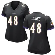 Black Women's Carl Jones Baltimore Ravens Game Jersey