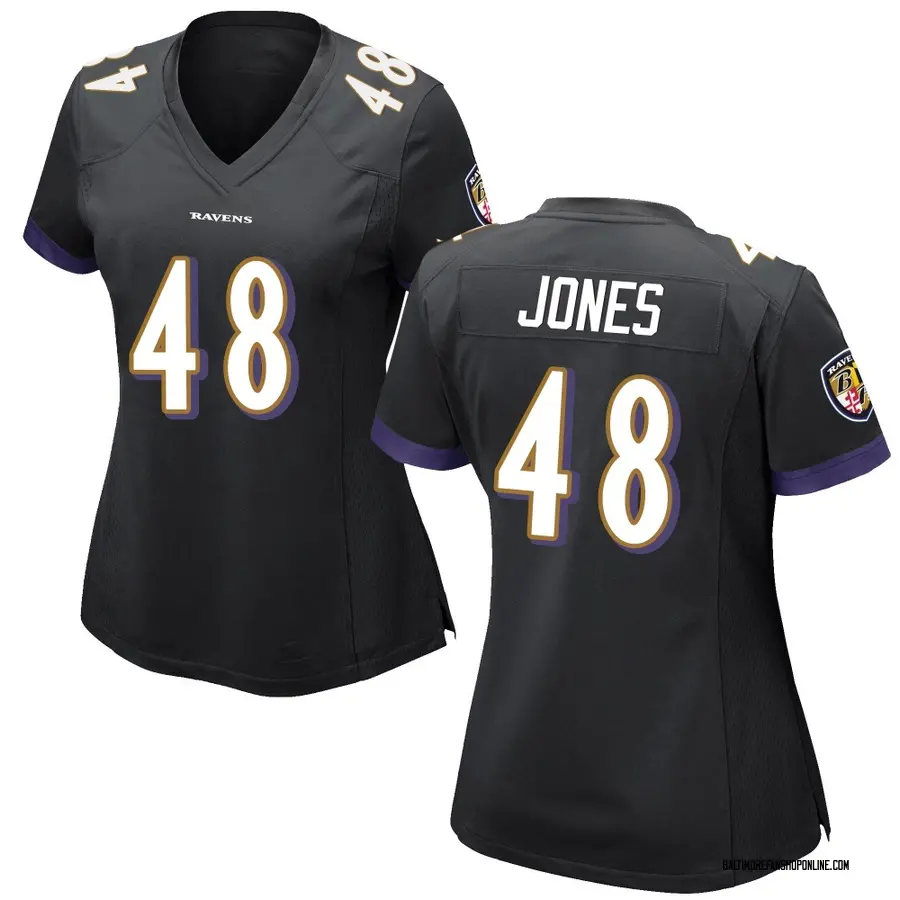 Black Women's Carl Jones Baltimore Ravens Game Jersey