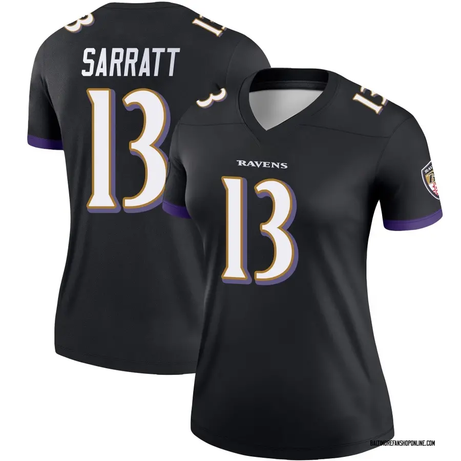 Black Women's Elijah Sarratt Baltimore Ravens Legend Jersey