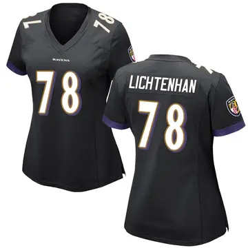 Black Women's Gerad Lichtenhan Baltimore Ravens Game Jersey