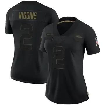 Black Women's Nate Wiggins Baltimore Ravens Limited 2020 Salute To Service Jersey