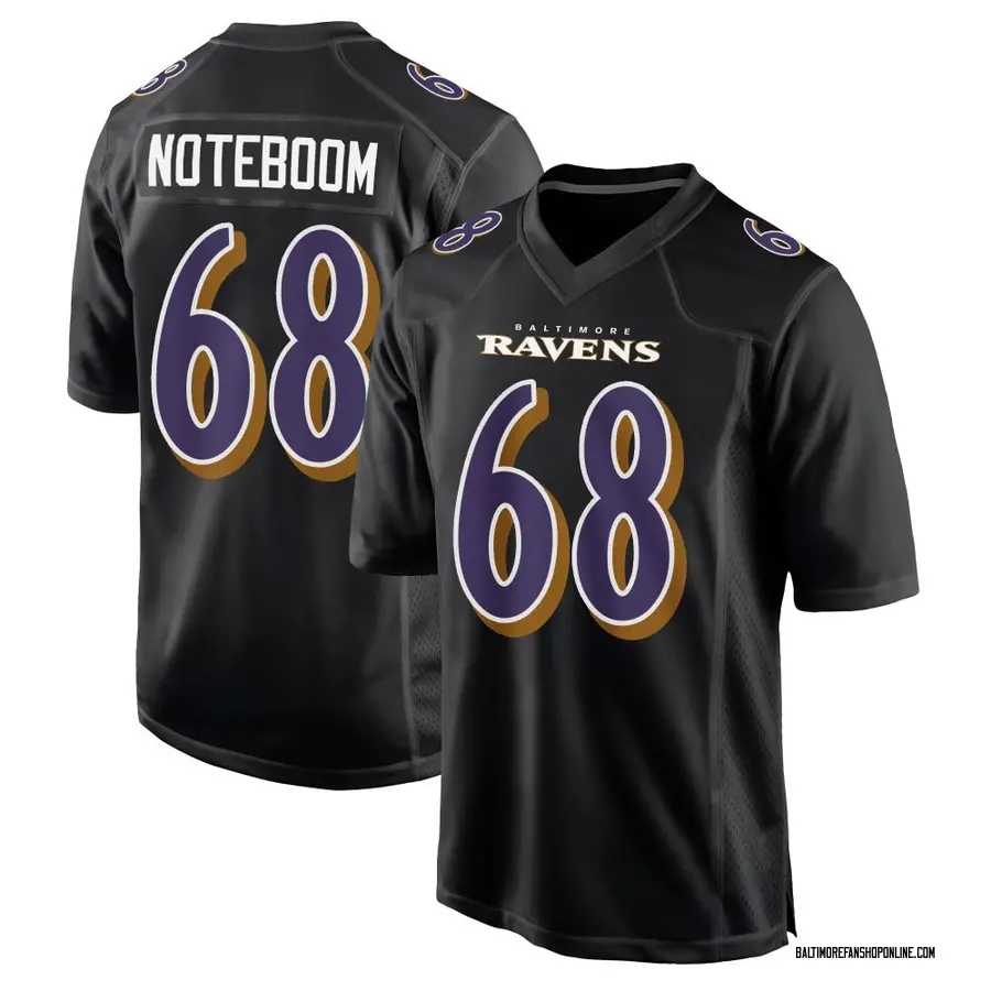 Black Youth Joseph Noteboom Baltimore Ravens Game Carbon Fashion Jersey