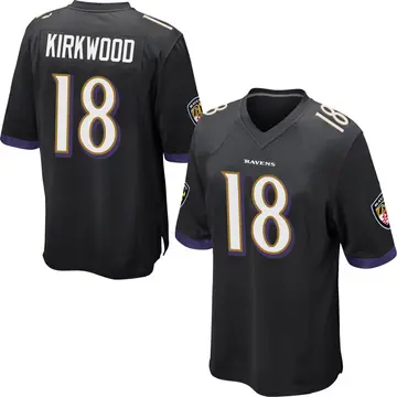 Black Youth Keith Kirkwood Baltimore Ravens Game Jersey