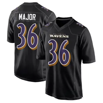 Black Youth Marcus Major Jr. Baltimore Ravens Game Carbon Fashion Jersey