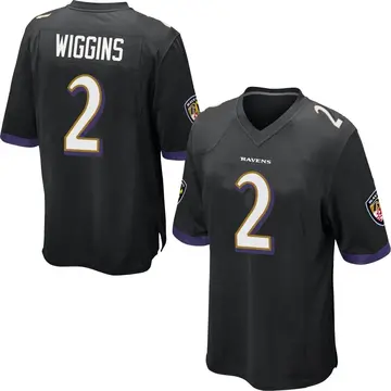 Black Youth Nate Wiggins Baltimore Ravens Game Jersey