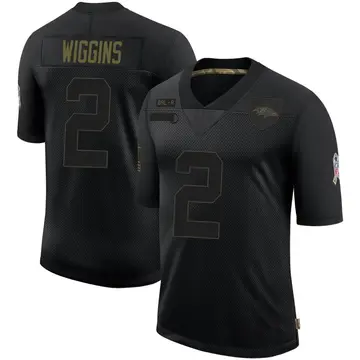Black Youth Nate Wiggins Baltimore Ravens Limited 2020 Salute To Service Jersey