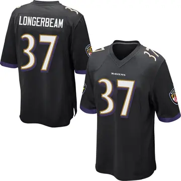 Black Youth Robert Longerbeam Baltimore Ravens Game Jersey