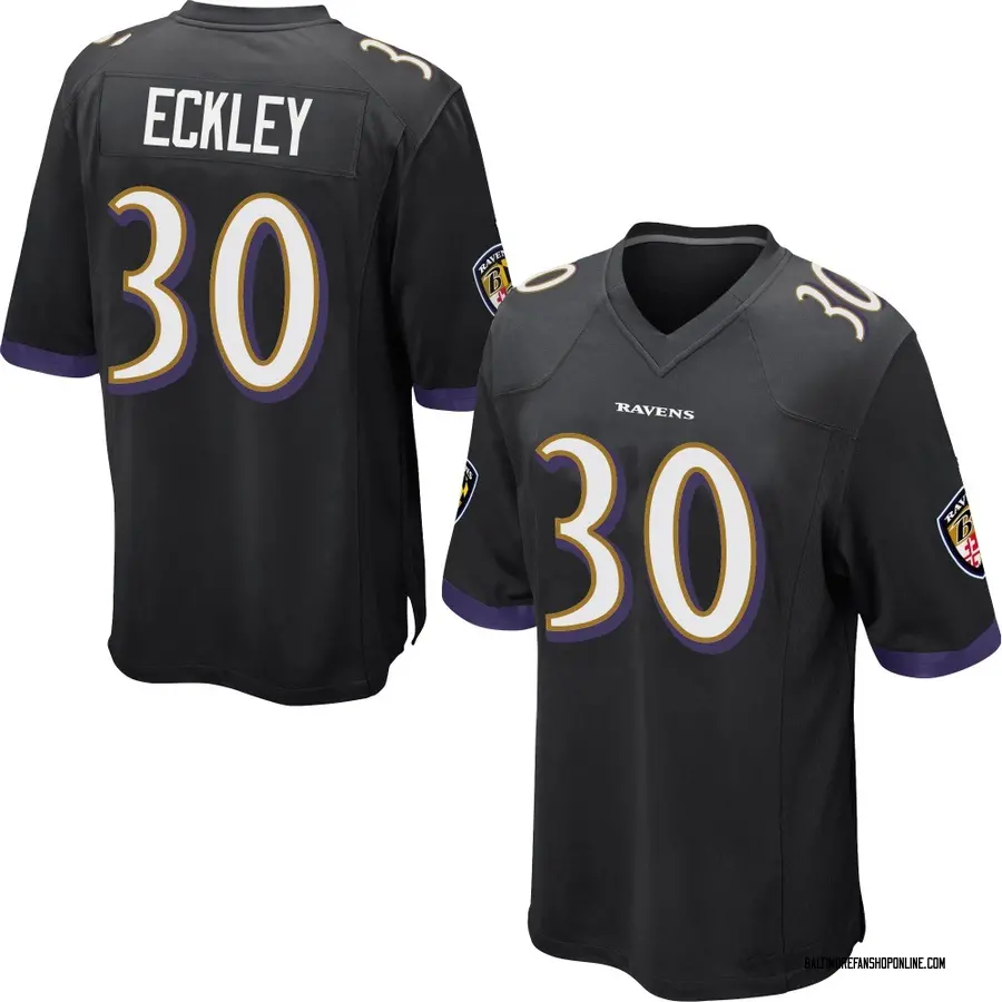 Black Youth Ryan Eckley Baltimore Ravens Game Jersey