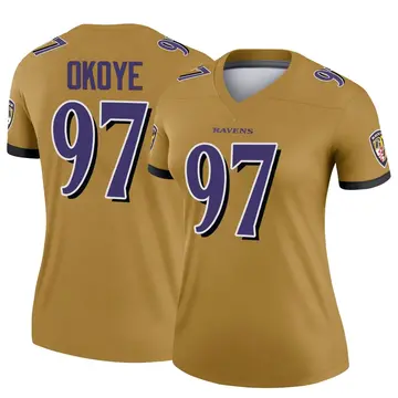Gold Women's CJ Okoye Baltimore Ravens Legend Inverted Jersey