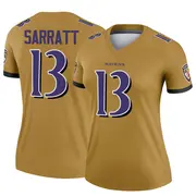 Gold Women's Elijah Sarratt Baltimore Ravens Legend Inverted Jersey