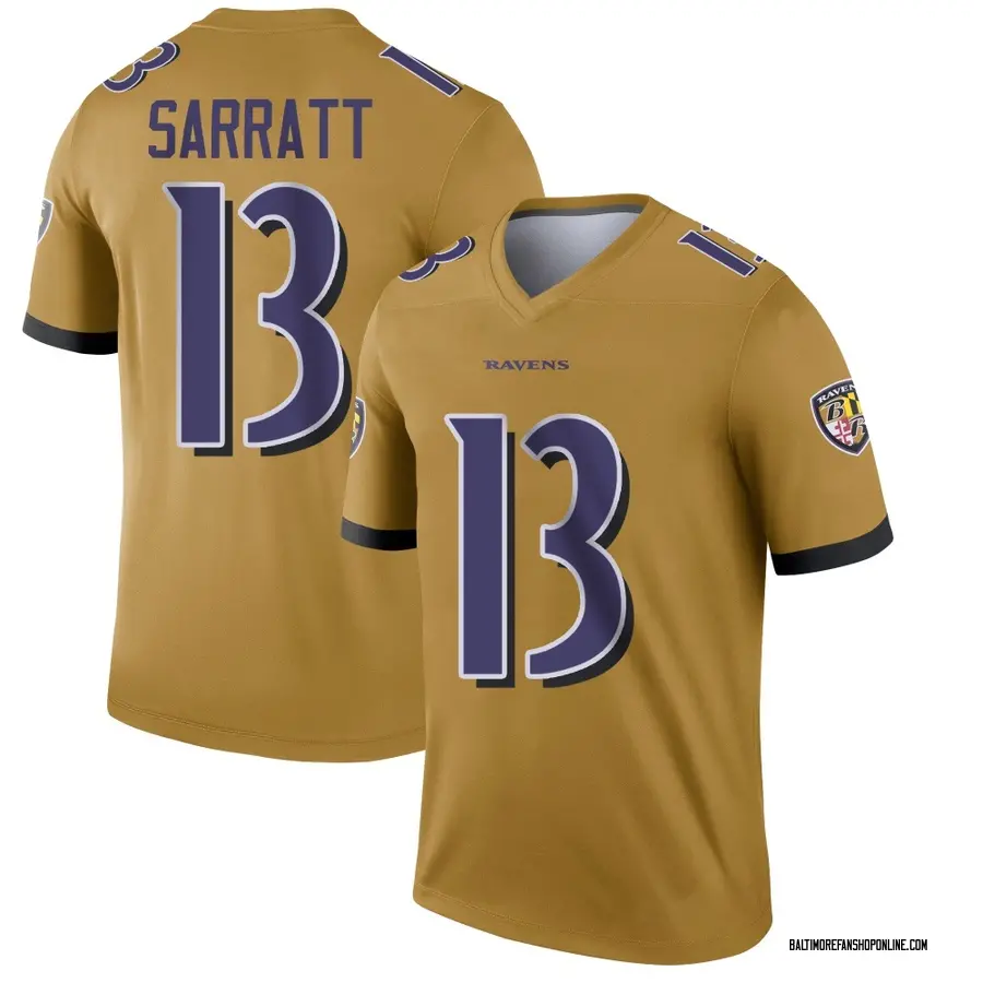 Gold Youth Elijah Sarratt Baltimore Ravens Legend Inverted Jersey