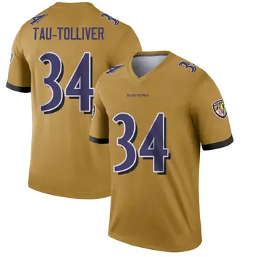 Gold Youth Elijah Tau-Tolliver Baltimore Ravens Legend Inverted Jersey