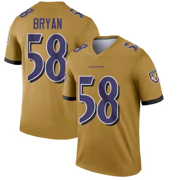 Gold Youth Taven Bryan Baltimore Ravens Legend Inverted Jersey