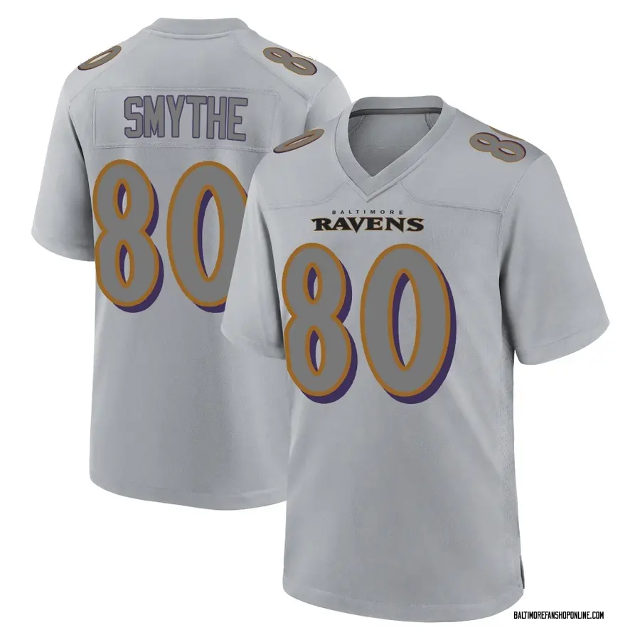 Gray Men's Durham Smythe Baltimore Ravens Game Atmosphere Fashion Jersey