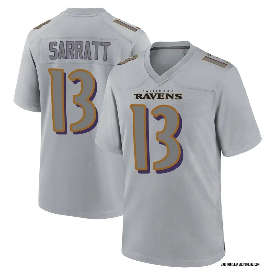 Gray Youth Elijah Sarratt Baltimore Ravens Game Atmosphere Fashion Jersey