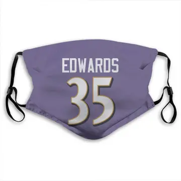 Gus Edwards Name & Number Purple Baltimore Ravens Face Mask
