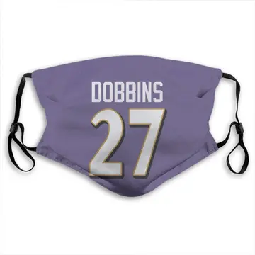 J.K. Dobbins Name & Number Purple Baltimore Ravens Face Mask