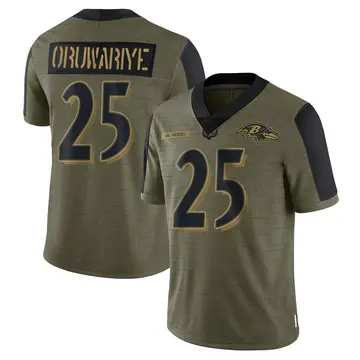 Olive Men's Amani Oruwariye Baltimore Ravens Limited 2021 Salute To Service Jersey