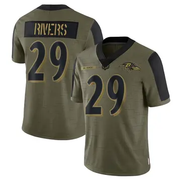 Olive Men's Chandler Rivers Baltimore Ravens Limited 2021 Salute To Service Jersey