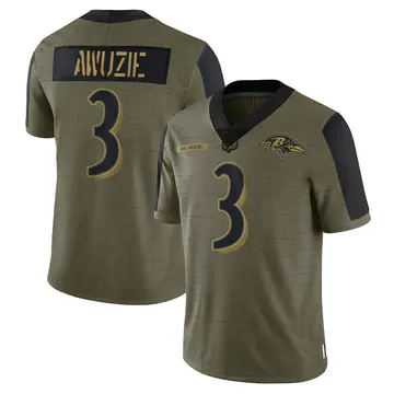 Olive Men's Chidobe Awuzie Baltimore Ravens Limited 2021 Salute To Service Jersey