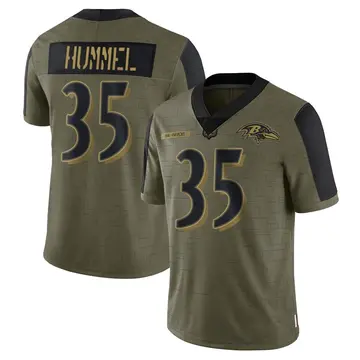 Olive Men's Jacob Hummel Baltimore Ravens Limited 2021 Salute To Service Jersey
