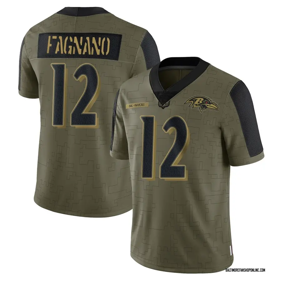 Olive Men's Joe Fagnano Baltimore Ravens Limited 2021 Salute To Service Jersey