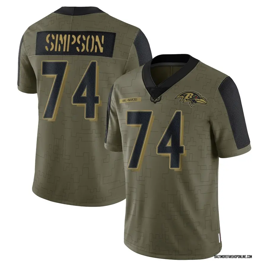 Olive Men's John Simpson Baltimore Ravens Limited 2021 Salute To Service Jersey