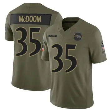 Olive Men's Matthew McDoom Baltimore Ravens Limited 2025 Salute to Service Jersey