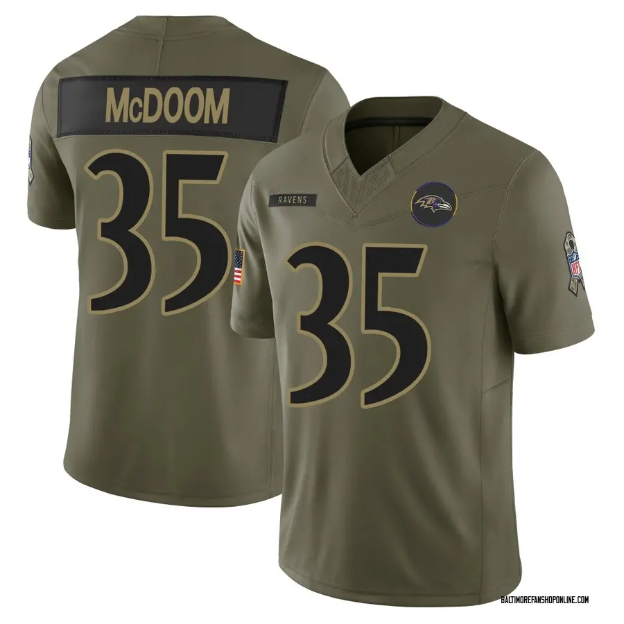 Olive Men's Matthew McDoom Baltimore Ravens Limited 2025 Salute to Service Jersey