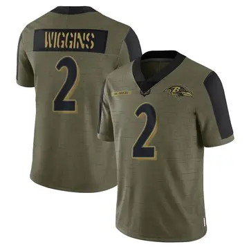 Olive Men's Nate Wiggins Baltimore Ravens Limited 2021 Salute To Service Jersey
