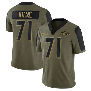 Olive Men's Olaivavega Ioane Baltimore Ravens Limited 2021 Salute To Service Jersey