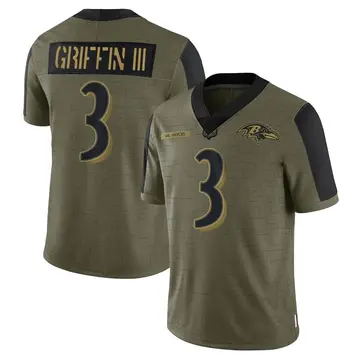 Olive Men's Robert Griffin III Baltimore Ravens Limited 2021 Salute To Service Jersey