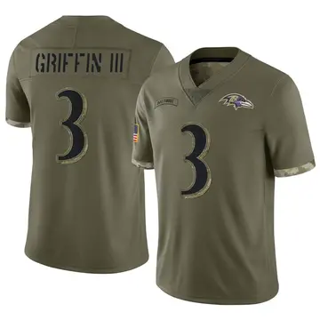 Olive Men's Robert Griffin III Baltimore Ravens Limited 2022 Salute To Service Jersey