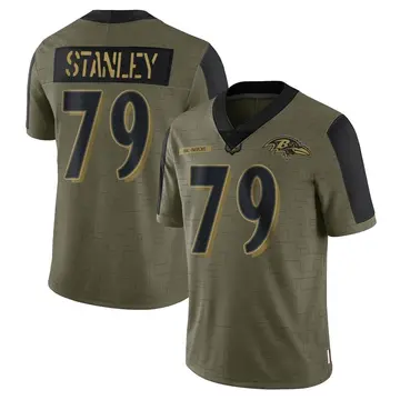 Olive Men's Ronnie Stanley Baltimore Ravens Limited 2021 Salute To Service Jersey