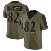 Olive Men's Sammy Watkins Baltimore Ravens Limited 2021 Salute To Service Jersey