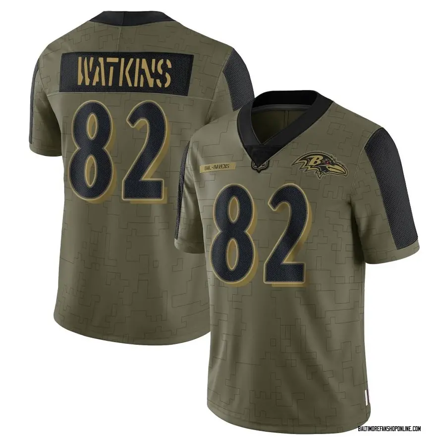 Olive Men's Sammy Watkins Baltimore Ravens Limited 2021 Salute To Service Jersey