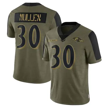 Olive Men's Trayvon Mullen Baltimore Ravens Limited 2021 Salute To Service Jersey