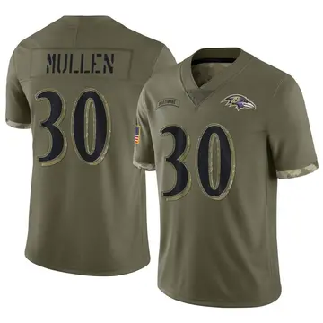 Olive Men's Trayvon Mullen Baltimore Ravens Limited 2022 Salute To Service Jersey