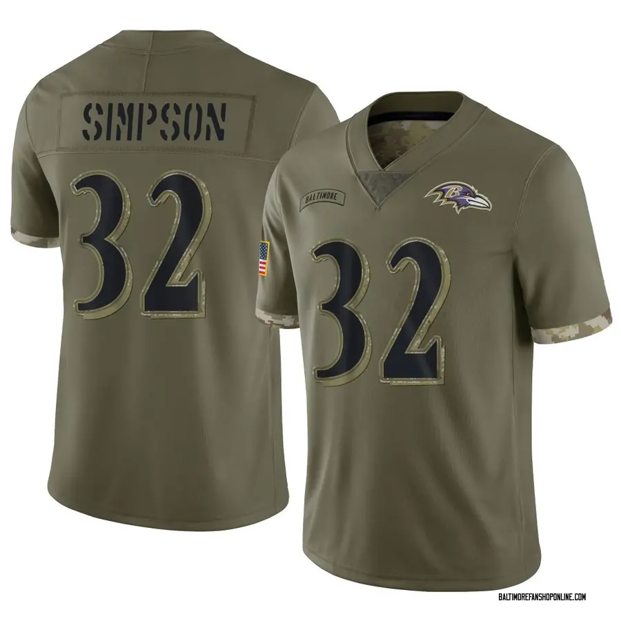 Olive Men's Trenton Simpson Baltimore Ravens Limited 2022 Salute To Service Jersey