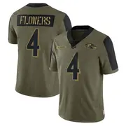 Olive Men's Zay Flowers Baltimore Ravens Limited 2021 Salute To Service Jersey