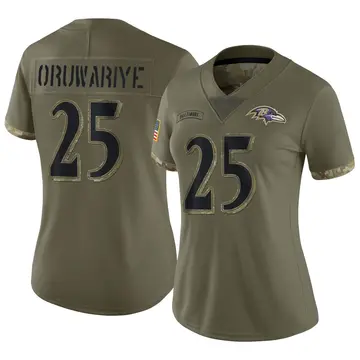 Olive Women's Amani Oruwariye Baltimore Ravens Limited 2022 Salute To Service Jersey