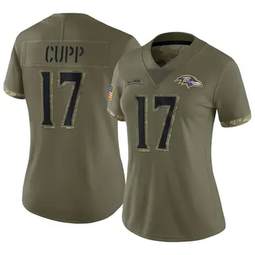 Olive Women's Baylor Cupp Baltimore Ravens Limited 2022 Salute To Service Jersey