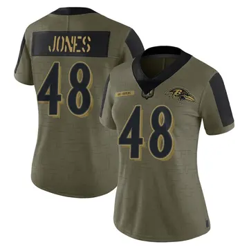 Olive Women's Carl Jones Baltimore Ravens Limited 2021 Salute To Service Jersey