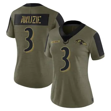 Olive Women's Chidobe Awuzie Baltimore Ravens Limited 2021 Salute To Service Jersey
