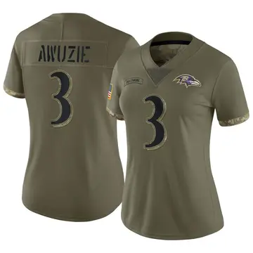 Olive Women's Chidobe Awuzie Baltimore Ravens Limited 2022 Salute To Service Jersey
