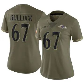 Olive Women's Corey Bullock Baltimore Ravens Limited 2022 Salute To Service Jersey